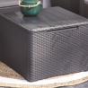 Set mobilier de gradina, polipropilena, Keter Claire, pentru terasa, masa cu spatiu depozitare, 2 fotolii, canapea 3 locuri, culoare grafit, rezistent UV 