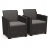 Set mobilier de gradina, polipropilena, Keter Claire, pentru terasa, masa cu spatiu depozitare, 2 fotolii, canapea 3 locuri, culoare grafit, rezistent UV 