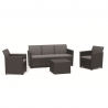 Set mobilier de gradina, polipropilena, Keter Claire, pentru terasa, masa cu spatiu depozitare, 2 fotolii, canapea 3 locuri, culoare grafit, rezistent UV 
