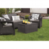 Set mobilier gradina, material polipropilena cu aspect de ratan, Keter, colectie Corfu Box, pentru relaxare si petreceri, cu masuta depozitare, doua fotolii, canapea doua locuri, culoare grafit 