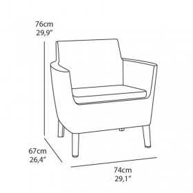 Set mobilier gradina, polipropilena cappuccino, Keter Salemo, 2 fotolii, ratan, rezistent UV si intemperii, pentru foisor si terasa, usor de asamblat, 74x67x76 cm