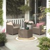 Set mobilier gradina, polipropilena cappuccino, Keter Elodie, pentru exterior, masuta depozitare, 2 fotolii, 2 locuri, imitatie ratan, rezistent UV