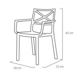 Scaun de gradina, polipropilena, Keter, negru, cu cotiere si spatar, stivuibil, rezistent UV, 60 x 53 x 81 cm, Metalix