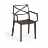 Scaun de gradina, polipropilena, Keter, negru, cu cotiere si spatar, stivuibil, rezistent UV, 60 x 53 x 81 cm, Metalix 