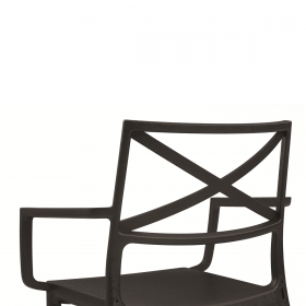Scaun de gradina, polipropilena, Keter, negru, cu cotiere si spatar, stivuibil, rezistent UV, 60 x 53 x 81 cm, Metalix