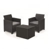 Set mobilier exterior, polipropilena, Keter Elodie, pentru gradina, terasa sau balcon, cu masuta depozitare, 2 fotolii, culoare grafit, rezistent UV 
