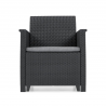 Set mobilier terasa, material polipropilena, Keter Elodie, pentru gradina, masuta cu spatiu depozitare, 1 canapea, 2 fotolii, 4 locuri, culoare grafit