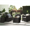 Set mobilier terasa, material polipropilena, Keter Elodie, pentru gradina, masuta cu spatiu depozitare, 1 canapea, 2 fotolii, 4 locuri, culoare grafit