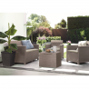 Set mobilier de terasa, imitatie ratan, Keter Elodie, pentru gradina sau foisor, cu masuta depozitare, 1 canapea, 2 fotolii, 4 locuri, culoare cappuccino, rezistent UV 