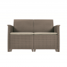 Set mobilier de terasa, imitatie ratan, Keter Elodie, pentru gradina sau foisor, cu masuta depozitare, 1 canapea, 2 fotolii, 4 locuri, culoare cappuccino, rezistent UV 