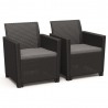 Set mobilier gradina, material polipropilena, Keter Claire, pentru balcon si terasa, cu masuta depozitare, 2 fotolii, culoare grafit, rezistent UV si intemperii, usor de asamblat 