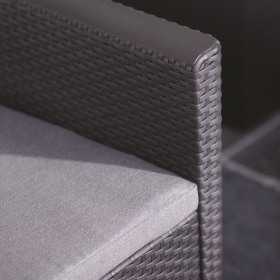 Set mobilier gradina, material polipropilena, Keter Claire, pentru balcon si terasa, cu masuta depozitare, 2 fotolii, culoare grafit, rezistent UV si intemperii, usor de asamblat