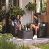 Set mobilier gradina, material polipropilena, Keter Claire, pentru balcon si terasa, cu masuta depozitare, 2 fotolii, culoare grafit, rezistent UV si intemperii, usor de asamblat 