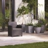 Set mobilier gradina, material polipropilena, Keter Claire, pentru balcon si terasa, cu masuta depozitare, 2 fotolii, culoare grafit, rezistent UV si intemperii, usor de asamblat 