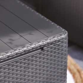 Set mobilier gradina, material polipropilena, Keter Claire, pentru balcon si terasa, cu masuta depozitare, 2 fotolii, culoare grafit, rezistent UV si intemperii, usor de asamblat