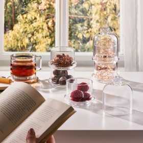 Platou sticla cu picior si capac Pasabahce Villa Patisserie