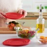 Vas rotund din sticla termorezistenta cu capac plastic rosu Pasabahce Borcam 1450 ml 