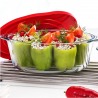 Vas rotund din sticla termorezistenta cu capac plastic rosu Pasabahce Borcam 1450 ml 