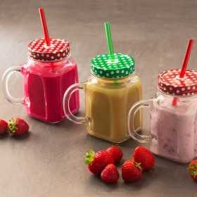 Cana limonada cu pai rosu Pasabahce Homemade 450 ml