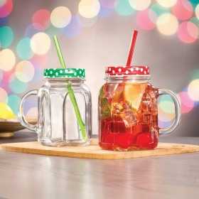 Cana limonada cu pai rosu Pasabahce Homemade 450 ml