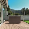 Cutie de exterior pentru gradina, terasa, pentru unelte si perne, cu capac, material polipropilena, culoare maro, Keter Ontario, 850 L, manere, rezistenta la UV si umezeala