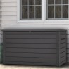 Lada depozitare perne gradina, terasa, pentru jucarii si unelte, cu capac, material polipropilena, culoare antracit, Keter Ontario, 850 L, manere, 147x83x86 cm