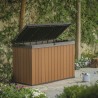 Cufar depozitare exterior, de gradina, pentru perne si unelte, cu capac, material polipropilena, maro, Keter Darwin, rezistenta UV, 662 L