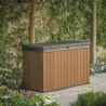 Cufar depozitare exterior, de gradina, pentru perne si unelte, cu capac, material polipropilena, maro, Keter Darwin, rezistenta UV, 662 L