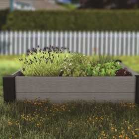 Jardiniera gradina, polipropilena, Keter Vista Modular Single, pentru cultivarea florilor, ierburi aromatice si legume, patrata, gri, rezistenta UV si umiditate