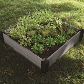 Jardiniera gradina, polipropilena, Keter Vista Modular Single, pentru cultivarea florilor, ierburi aromatice si legume, patrata, gri, rezistenta UV si umiditate