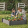 Jardiniera gradina, polipropilena, Keter Vista Modular Single, pentru cultivarea florilor, ierburi aromatice si legume, patrata, gri, rezistenta UV si umiditate