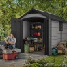Casuta de gradina, Keter, Gri, colectie Premier, usa dubla, podea, ventilatie Usa dubla, Sistem de inchidere, Ventilatie, Duotech, 170.4 kg, Premier