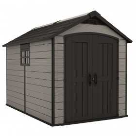 Casuta de gradina, Keter, Gri, colectie Premier, usa dubla, podea, ventilatie