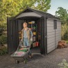 Casuta de gradina, Keter, Gri, colectie Premier, usa dubla, podea, ventilatie Usa dubla, Sistem de inchidere, Ventilatie, Duotech, 170.4 kg, Premier