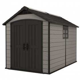 Casuta de gradina, Keter, Gri, colectie Premier, usa dubla, podea, ventilatie