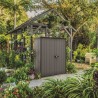 Dulap exterior gradina, din compozit Evotech, pentru unelte si accesorii, gri, 2 rafturi, Keter Cortina Alto, 140 x 736 x 1704 cm, cu podea, 2 usi, rezistent la intemperii 