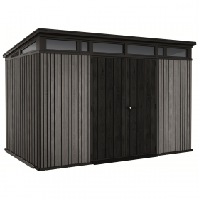 Casuta de gradina, Keter, Gri, 11x7, colectie Signature, usa dubla, ferestre, ventilatie, ranforsare metalica