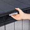 Dulap depozitare exterior, plastic, pentru scule de gradina, gri, 1150 L, Keter Elite, incuietoare, rezistent la intemperii 