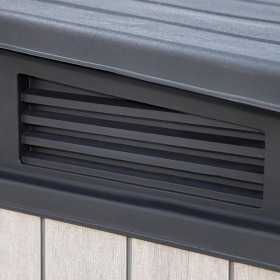 Dulap depozitare exterior, plastic, pentru scule de gradina, gri, 1150 L, Keter Elite, incuietoare, rezistent la intemperii
