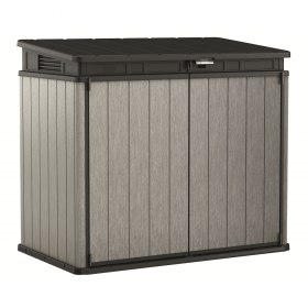 Dulap depozitare exterior, plastic, pentru scule de gradina, gri, 1150 L, Keter Elite, incuietoare, rezistent la intemperii