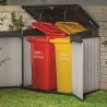 Dulap depozitare exterior, plastic, pentru scule de gradina, gri, 1150 L, Keter Elite, incuietoare, rezistent la intemperii 