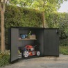 Dulap exterior gradina, polirasina Evotech, pentru unelte si accesorii gradina, gri inchis, 2 usi, Keter Cortina Bella, 1000 L, 140 x 736 x 120 cm