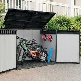 Dulap gradina exterior, plastic, depozitare unelte si accesorii gradina, gri, 2020 L, Keter Premier Jumbo, 1905 x 1093 x 1325 cm, 2 usi, rezistent UV, ventilatie, podea inclusa