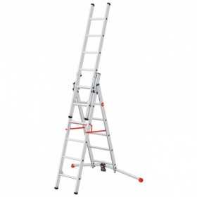 Scara aluminiu Hailo S100 ProfiLOT, 2 x 6 + 1 x 5 trepte