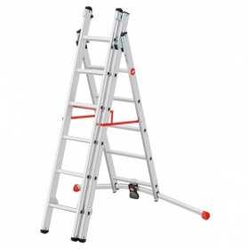 Scara aluminiu Hailo S100 ProfiLOT, 2 x 6 + 1 x 5 trepte
