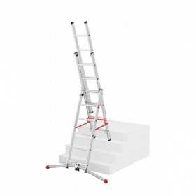 Scara aluminiu Hailo S100 ProfiLOT, 2 x 6 + 1 x 5 trepte