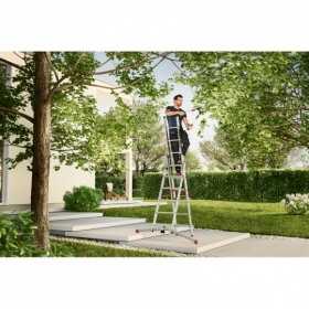 Scara aluminiu Hailo S100 ProfiLOT, 2 x 6 + 1 x 5 trepte