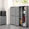 Dulap de extrerior sau atelier, Keter Jolly, din polipropilena gri, 3 rafturi, 68x39x166 cm, usi duble, rezistent la intemperii
