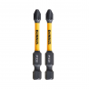Set de 2 biti DeWalt Flextorq PZ2, 57 mm, prindere hexagonala 1/4