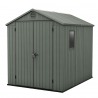 Casuta de gradina, Keter, verde, 6x8, colectie Darwin, cu usa dubla, cu podea, cu ventilatie, cu ferestre Usa dubla, Sistem de inchidere, Ventilatie, Evotech, Darwin